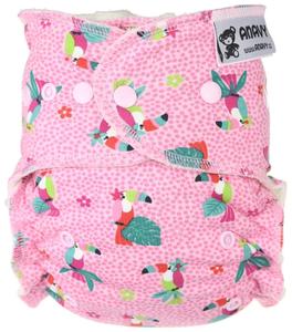Parrots (pink) Fitted diaper with snaps
