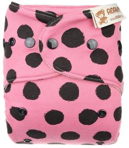Black dots (pink) Wool diaper cover with snaps
