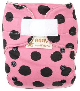 Black dots (pink) Wool diaper cover with velcro