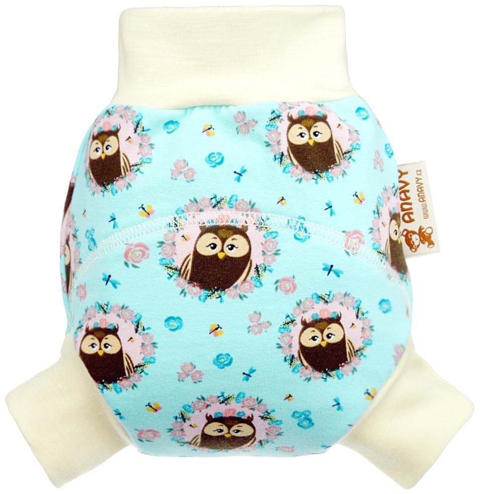 Owls (mint) Wool diaper cover pull-up