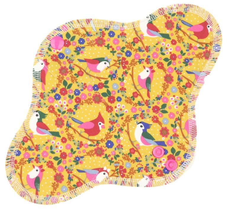 Birds (yellow) Menstrual pad with fleece