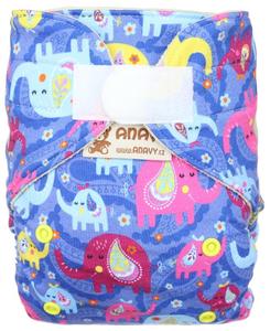 Elephants (blue) Wool diaper cover with velcro