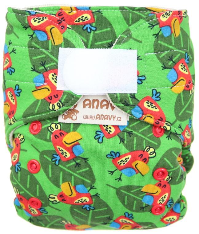 Parrot (green) Wool diaper cover with velcro