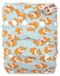 Sleeping foxes Wool diaper cover with snaps