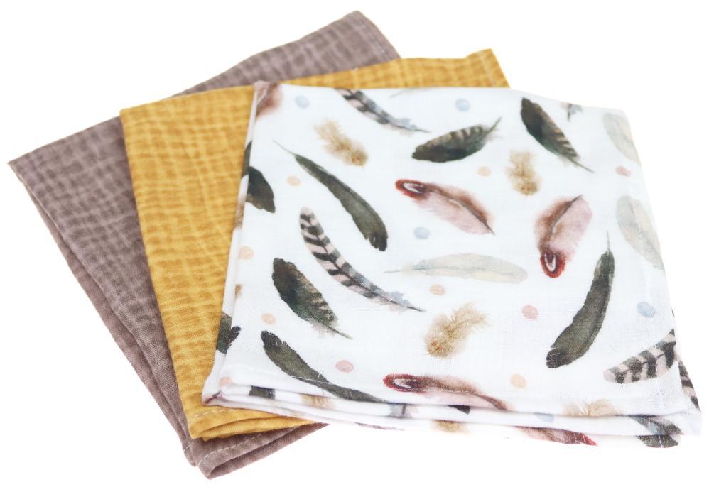 Cloth handkerchiefs - Feathers (3 pcs) 
