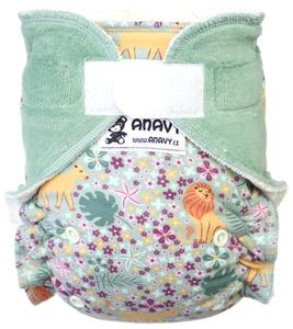 Jungle II. (mint) Fitted diaper with velcro