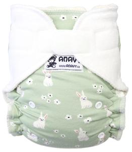 Spring rabbits (mint) Fitted diaper with velcro