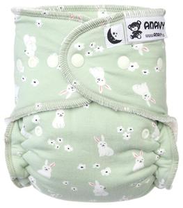 Spring rabbits (mint) Fitted diaper with snaps