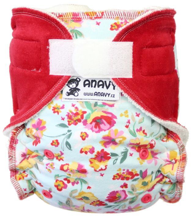 Flowers (light blue) Fitted diaper with velcro