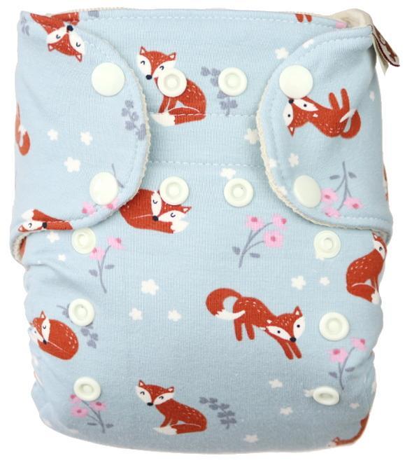 Fox in a meadow Wool diaper cover with snaps