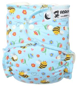 Bees (blue) Fitted diaper with snaps