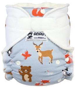 On a meadow/White Fitted diaper with velcro