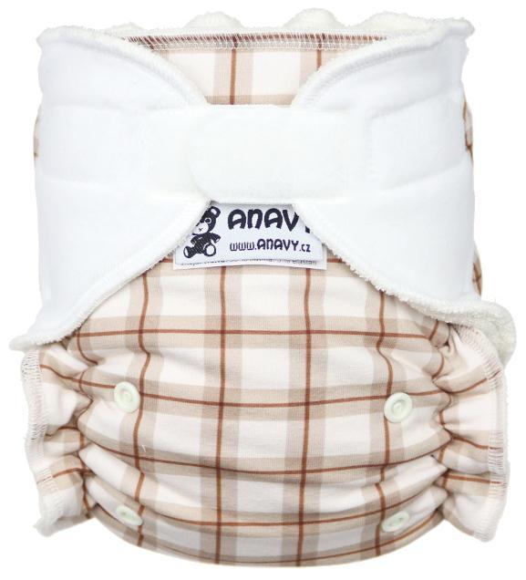 Plaid (beige) Fitted diaper with velcro