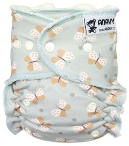 Butterflies (light blue) Fitted diaper with snaps