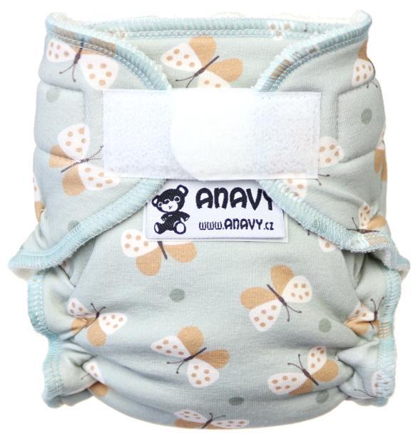 Butterflies (light blue) Fitted diaper with velcro