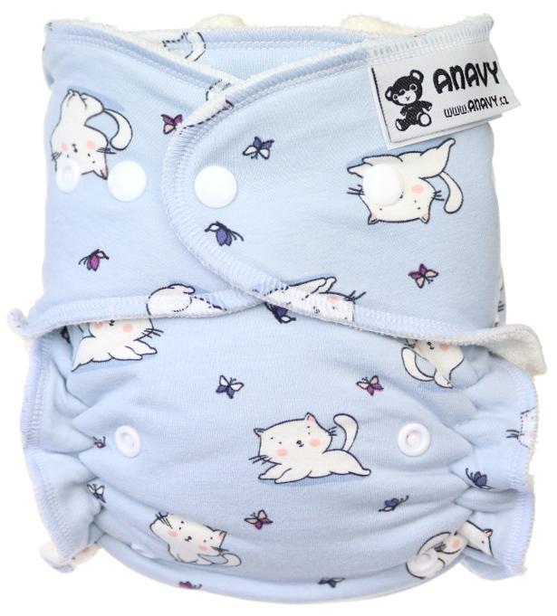 Cats (blue) Fitted diaper with snaps