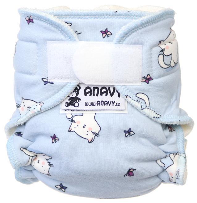 Cats (blue) Fitted diaper with velcro