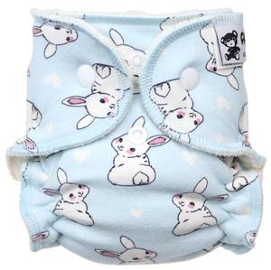 Rabbits (mint) Fitted diaper with snaps