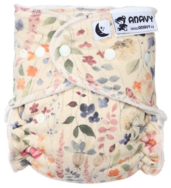 Flowers (watercolor) Fitted diaper with snaps