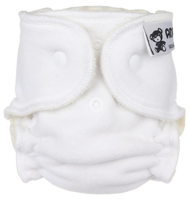 White Fitted diaper with snaps