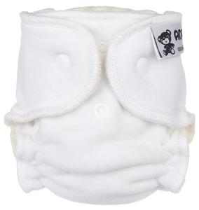 White Fitted diaper with snaps