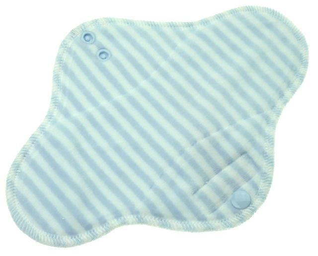 Stripes (light blue, white) Menstrual pad with fleece