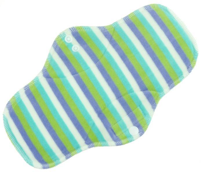 Stripes (mint, periwinkle) Menstrual pad with fleece